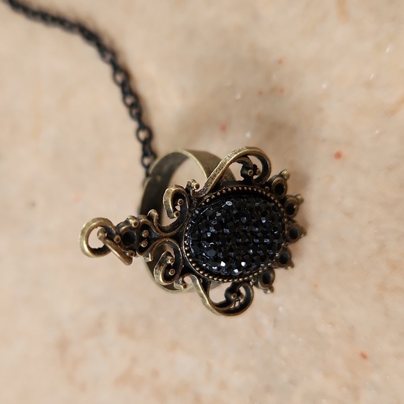 Black Lace Choker and Ring Set - Picture 2 of 6